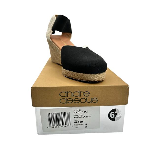 Andre Assous Women's Black Anouka Espadrille Wedge Sandals Size 11 - Picture 4 of 5
